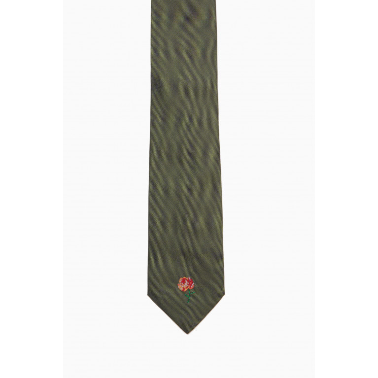 Kenzo - Logo Pixel Rose Tie in Silk