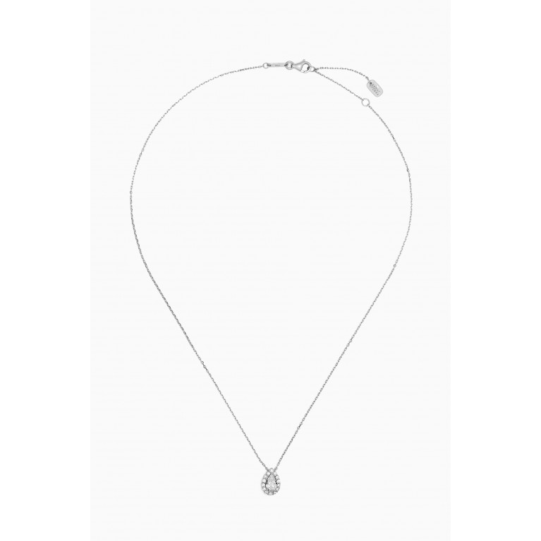 Fergus James - Pear Halo Diamond Pendant Necklace in 18kt White Gold