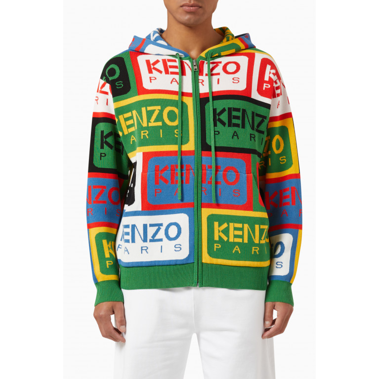 Kenzo - Labels Logo Hoodie in Knitted Cotton