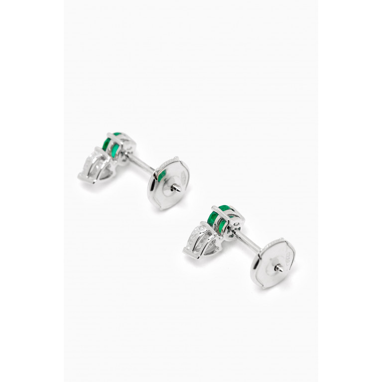 Fergus James - Emerald & Heart Diamond Stud Earrings in 18kt White Gold