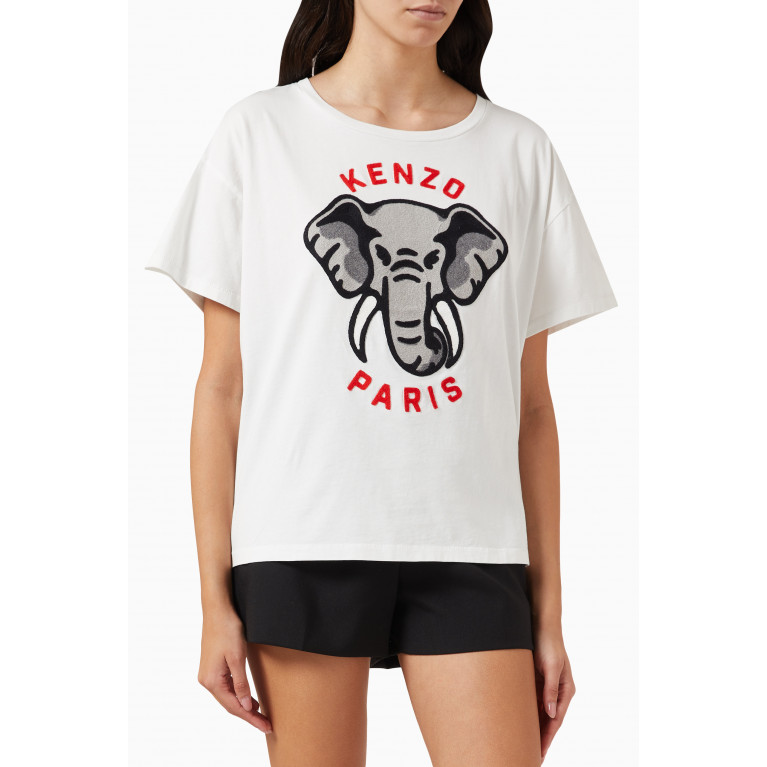 Kenzo - Elephant Embroidered T-shirt in Cotton