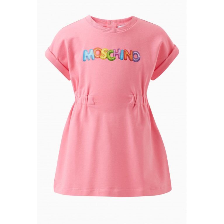 Moschino - Logo-print Dress in Cotton Pink