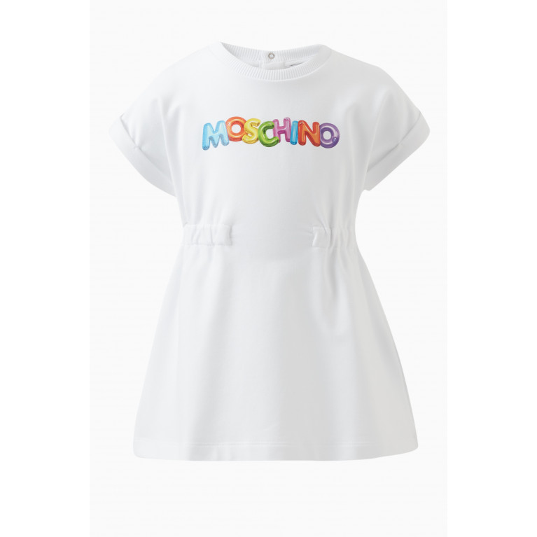 Moschino - Logo-print Dress in Cotton White