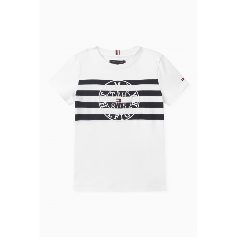 Tommy Hilfiger - Nautical Striped Logo T-shirt in Cotton