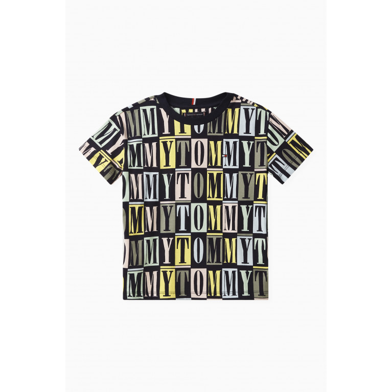 Tommy Hilfiger - Spell-out Logo Print T-shirt in Cotton Jersey