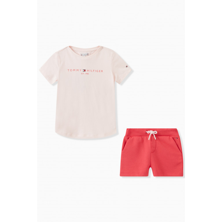 Tommy Hilfiger - Logo-print Essential T-shirt Set in Cotton-blend Pink