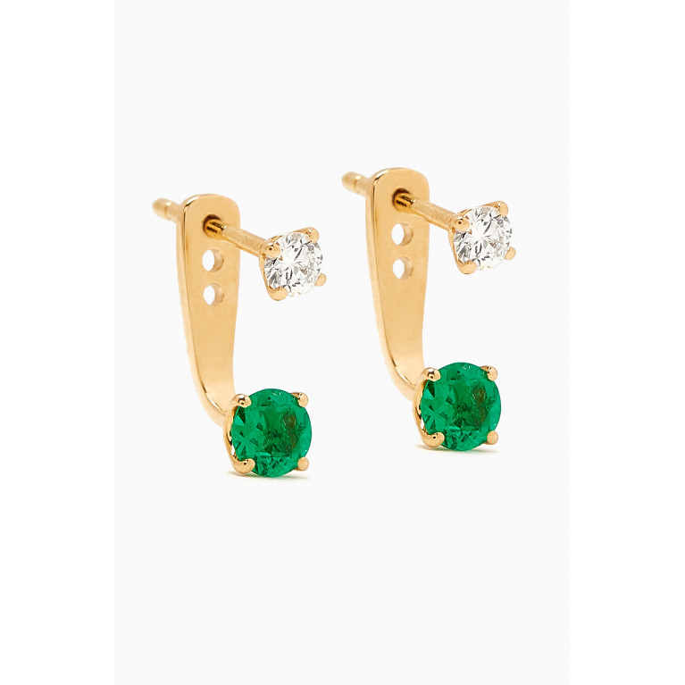 Fergus James - Raindrop Diamond & Emerald Earrings in 18kt Gold