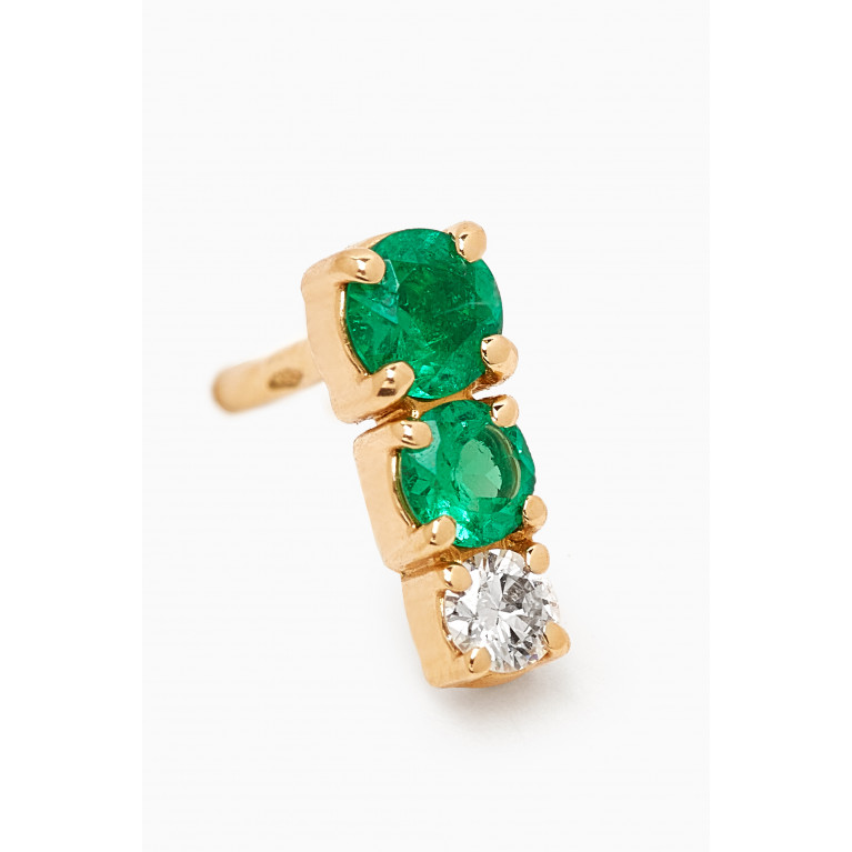 Fergus James - Petite Trio Emerald & Diamond Bar Earrings in 18kt Gold