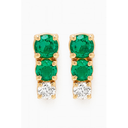 Fergus James - Petite Trio Emerald & Diamond Bar Earrings in 18kt Gold