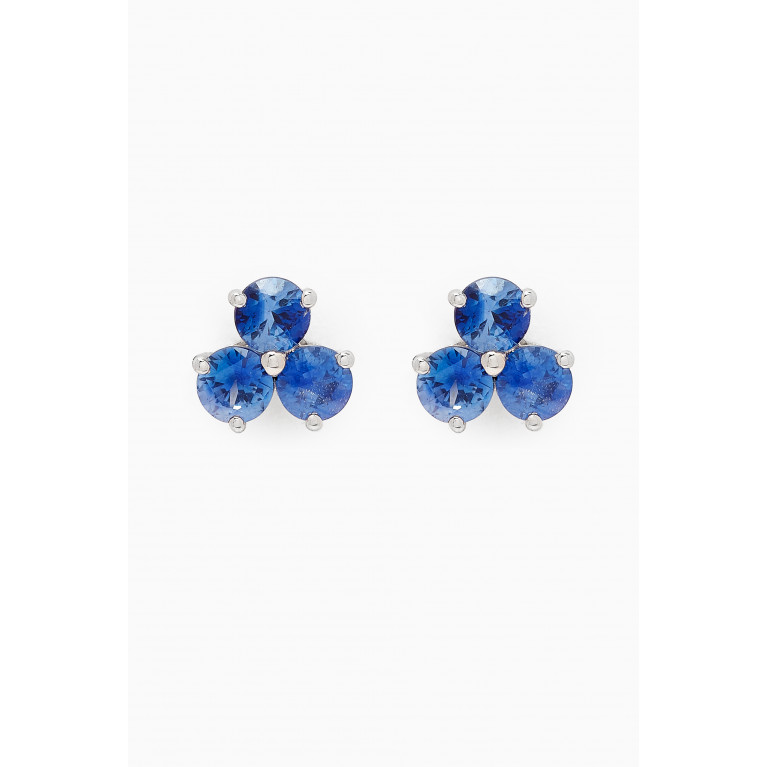 Fergus James - Trip Cluster Blue Sapphire Stud Earrings in 18kt White Gold