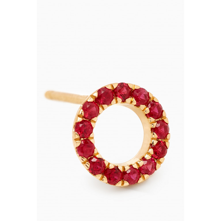 Fergus James - Circular Ruby Stud Earrings in 18kt Gold