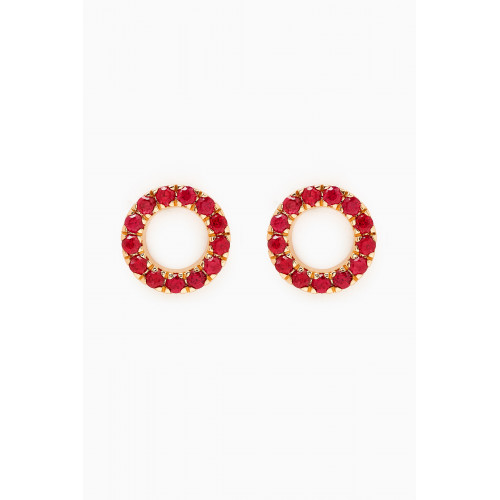 Fergus James - Circular Ruby Stud Earrings in 18kt Gold