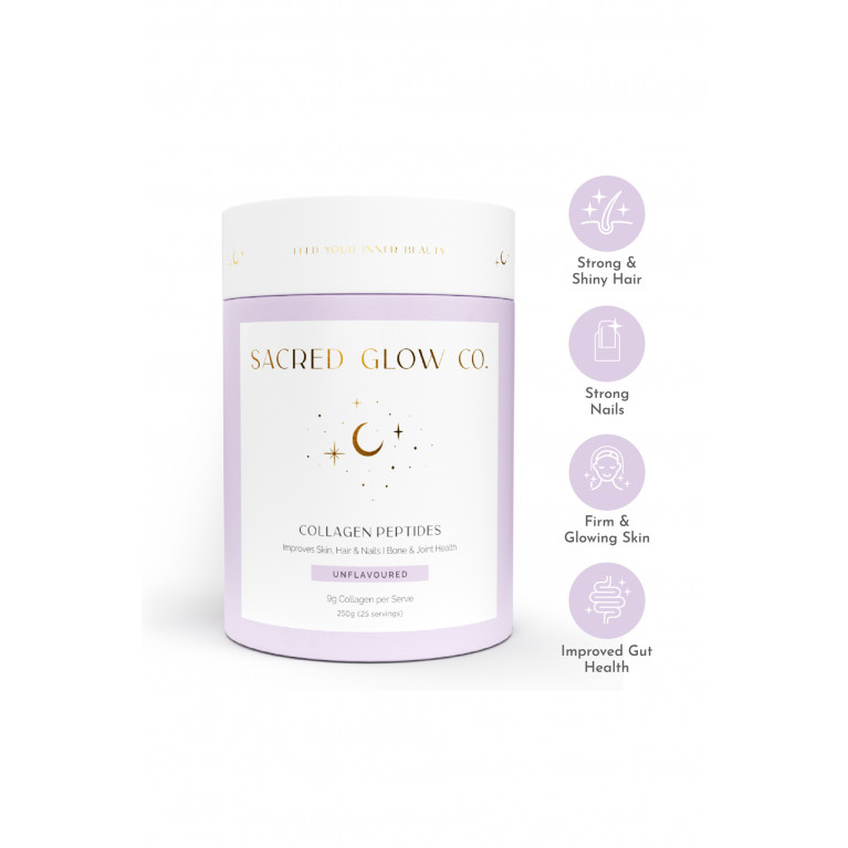 Sacred Glow Co. - Collagen Peptides - Unflavoured Hydrolysed Bovine Collagen, 250g (25 servings)