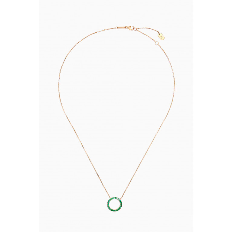 Fergus James - Circular Emerald Pendant Necklace in 18kt Gold