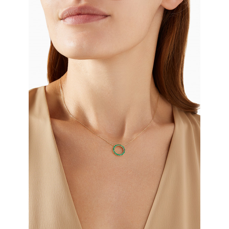 Fergus James - Circular Emerald Pendant Necklace in 18kt Gold