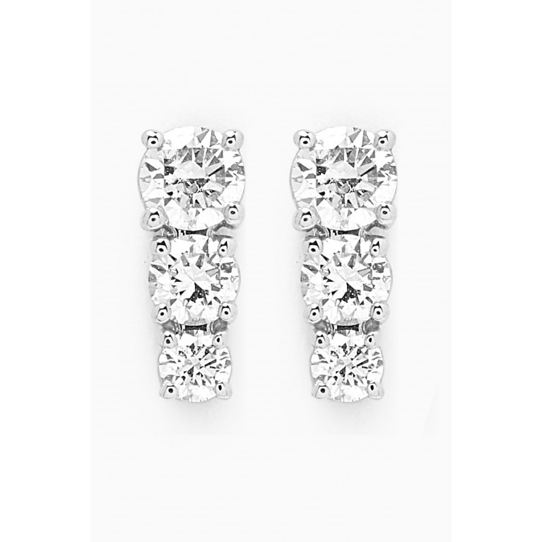 Fergus James - Petite Trio Diamond Bar Earrings in 18kt White Gold