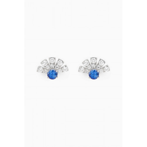 Fergus James - Sunrise Diamond & Blue Sapphire Stud Earrings in 18kt White Gold