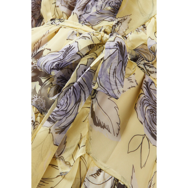 Qui Prive - Floral-print Ruffled Midi Dress in Chiffon