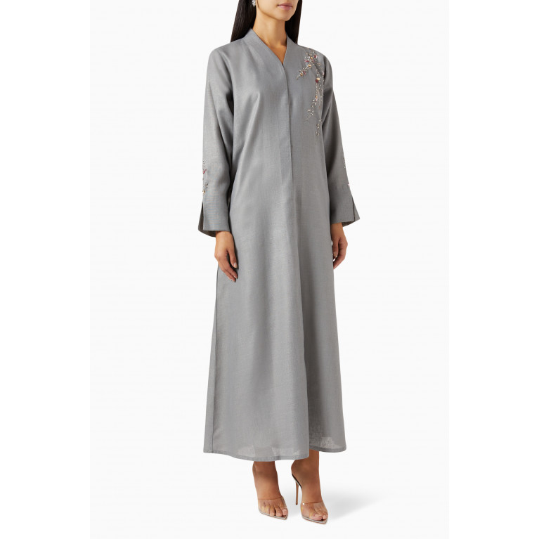 Rauaa Official - Embellished Abaya Grey