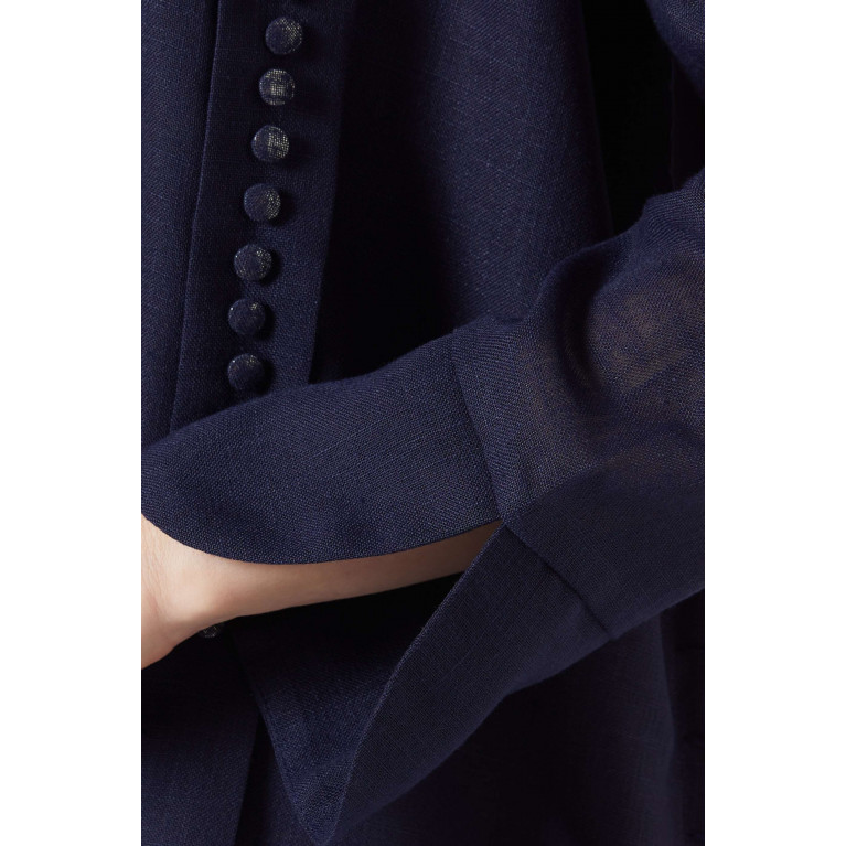 Rauaa Official - Embellished Abaya in Linen Blue