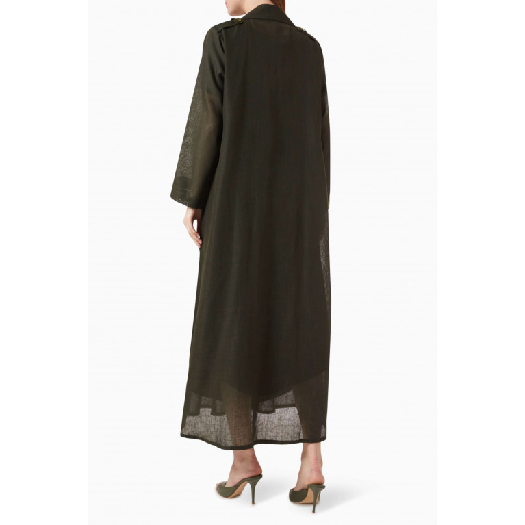 Rauaa Official - Embellished Abaya in Linen Green