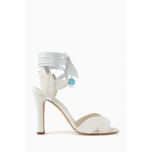 Manolo Blahnik - Ossie23 105 Lace-up Sandals in Crepe de Chine & Nappa