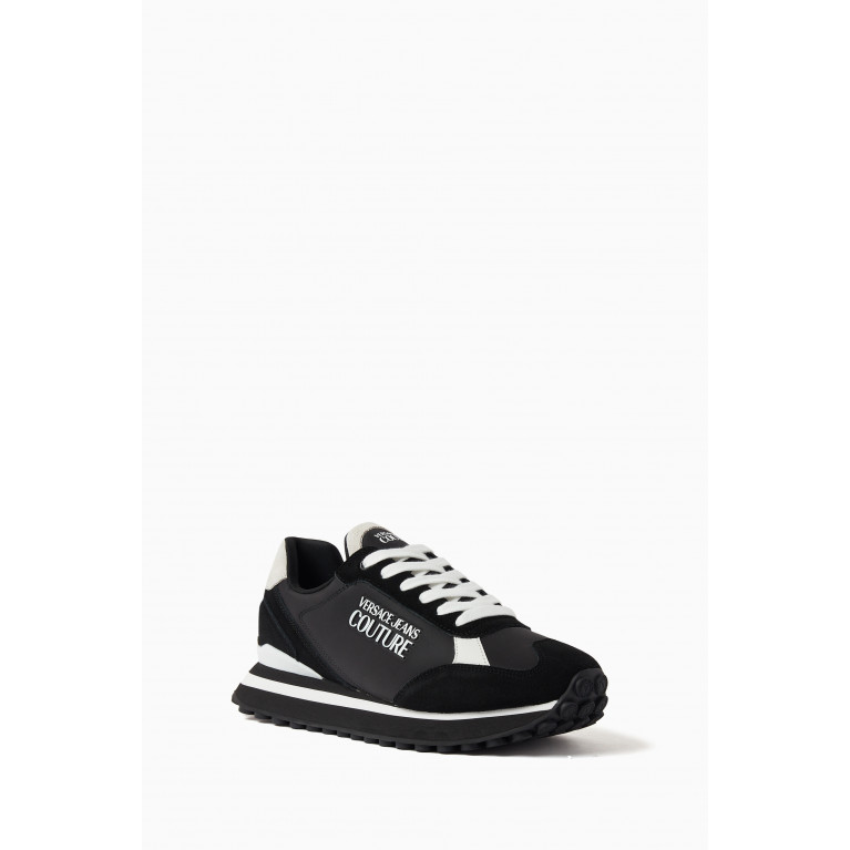 Versace Jeans Couture - Spyke Low Top Sneakers in Canvas and Suede Black
