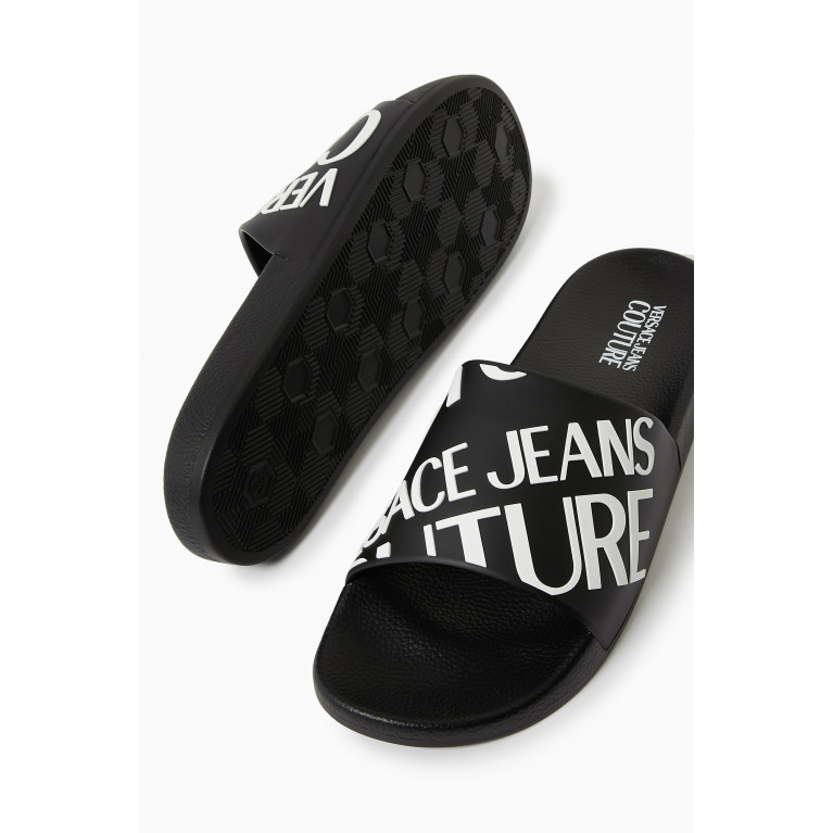 Versace Jeans Couture - Logo Slide Sandals in Rubber Black