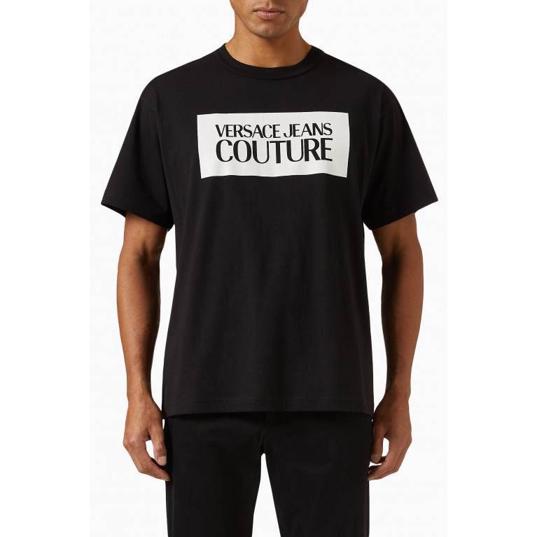 Versace Jeans Couture - Square Logo T-shirt in Cotton Jersey Black