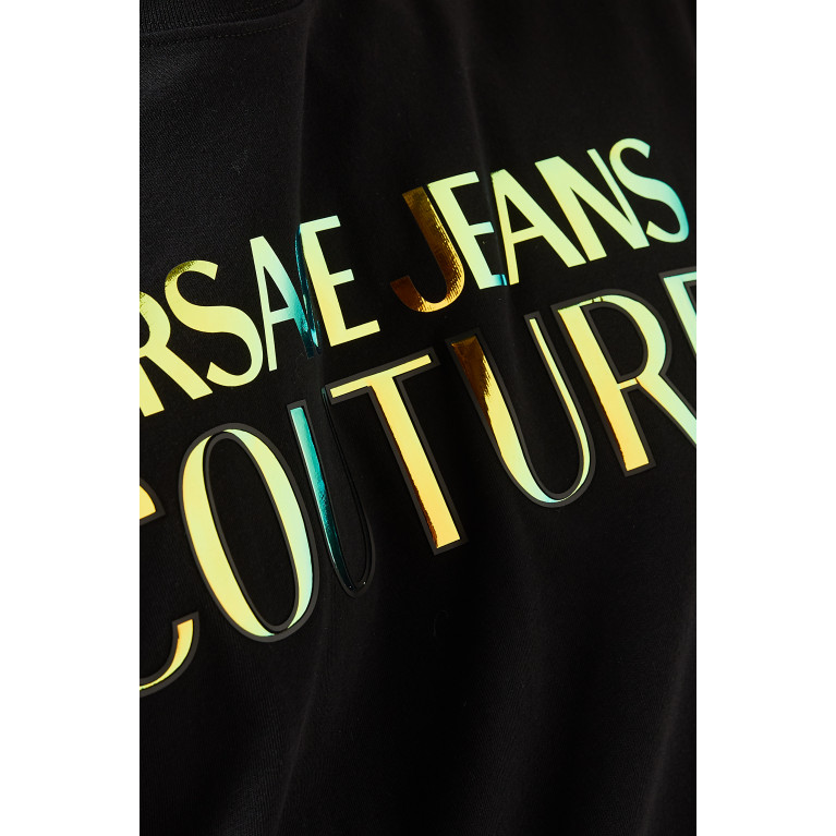 Versace Jeans Couture - Foil Logo T-shirt in Cotton Jersey Black