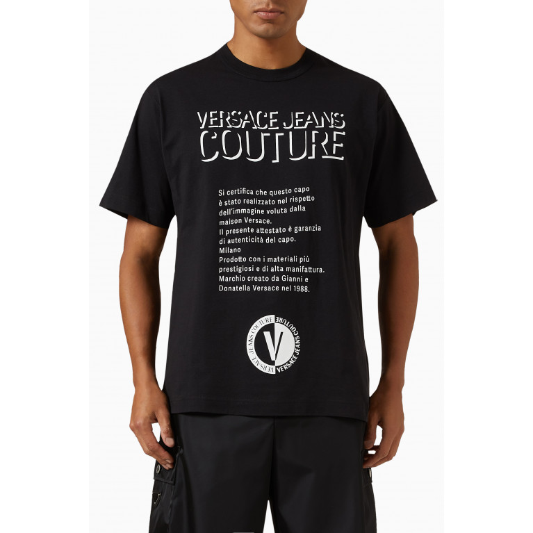 Versace Jeans Couture - Logo Text Print T-shirt in Cotton Jersey