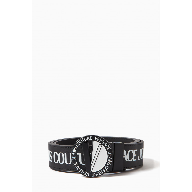 Versace Jeans Couture - Two-tone Logo Reversible Belt in Calf Leather