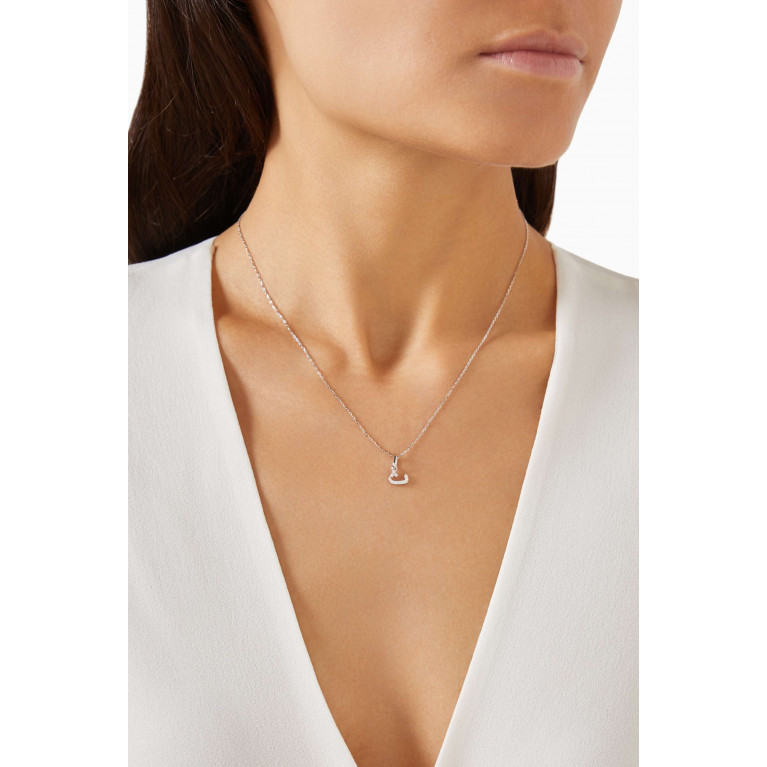 Fergus James - Arabic Letter Diamond Pendant Necklace in 18kt White Gold