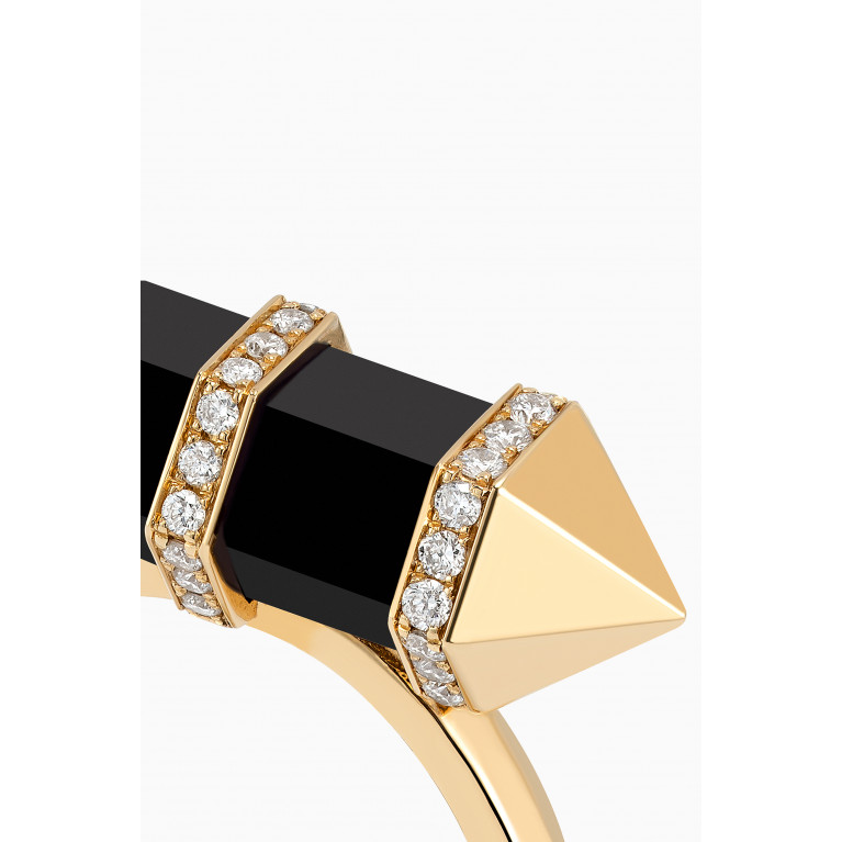 Yataghan Jewellery - Chakra Medium Black Onyx & Diamond Ring in 18kt Gold