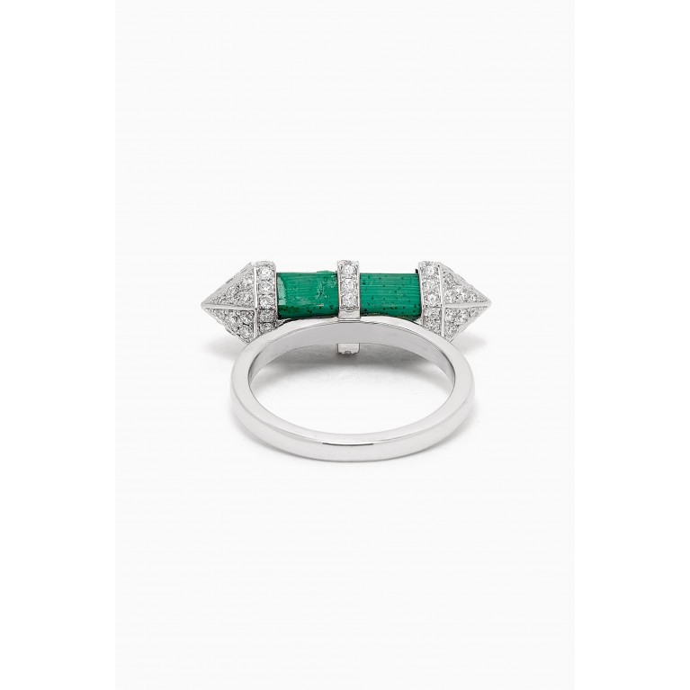 Yataghan Jewellery - Chakra Medium Malachite & Diamond Ring in 18kt White Gold