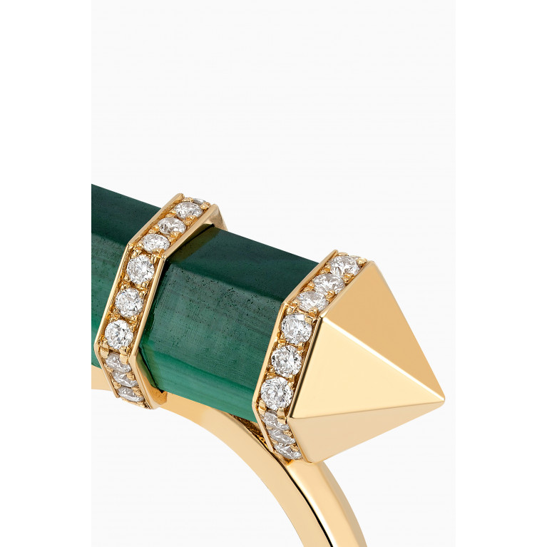 Yataghan Jewellery - Chakra Medium Malachite & Diamond Ring in 18kt Gold