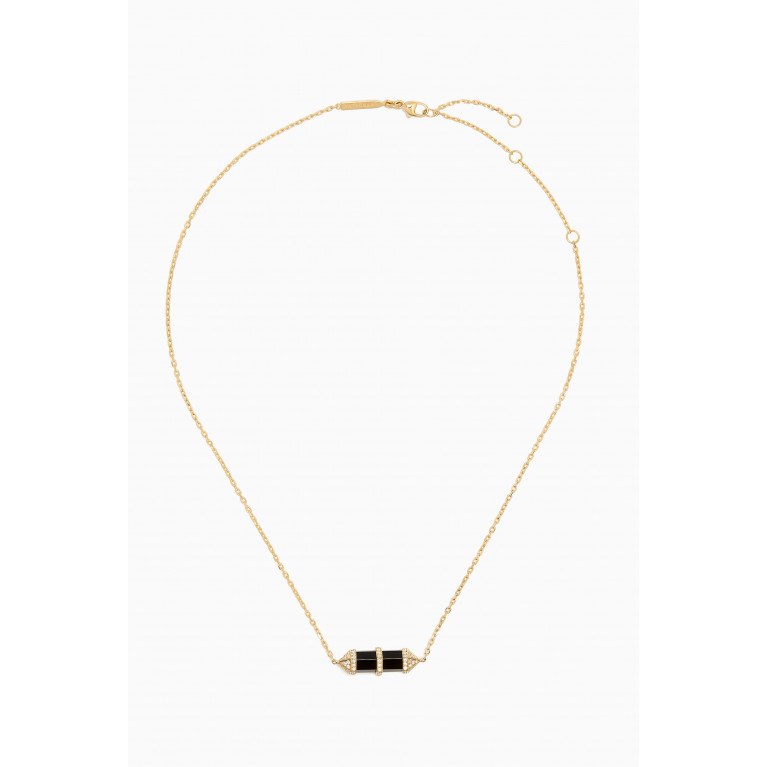 Yataghan Jewellery - Chakra Small Black Onyx & Diamond Necklace in 18kt Gold