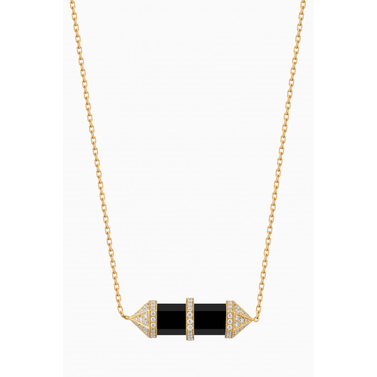 Yataghan Jewellery - Chakra Small Black Onyx & Diamond Necklace in 18kt Gold