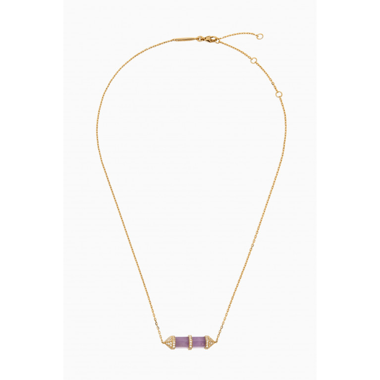 Yataghan Jewellery - Chakra Medium Light Amethyst & Diamond Necklace in 18kt Gold