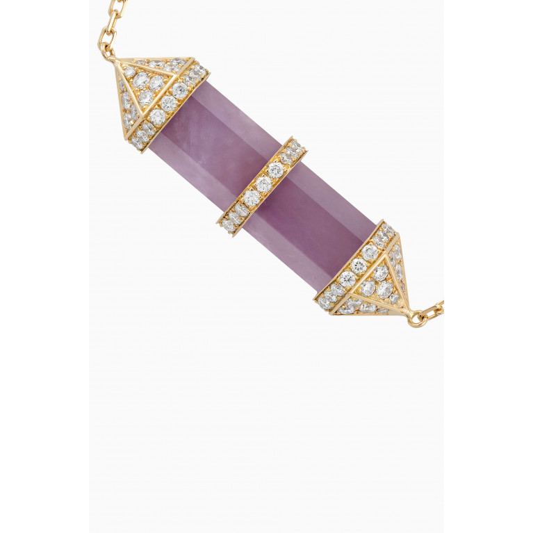 Yataghan Jewellery - Chakra Medium Light Amethyst & Diamond Necklace in 18kt Gold