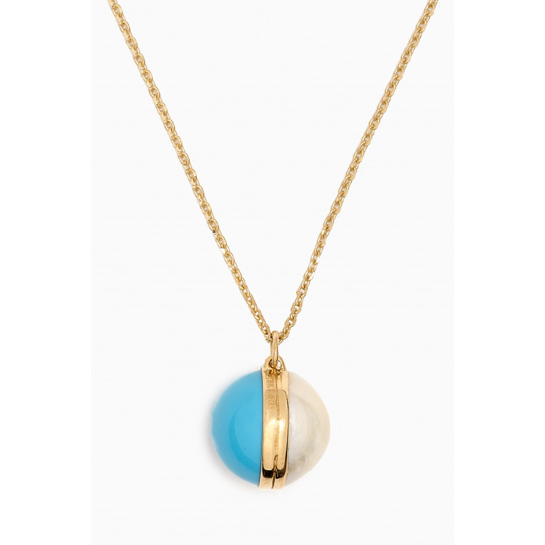 Damas - Kiku Glow Sphere Pearl & Turquoise Necklace in 18kt Gold