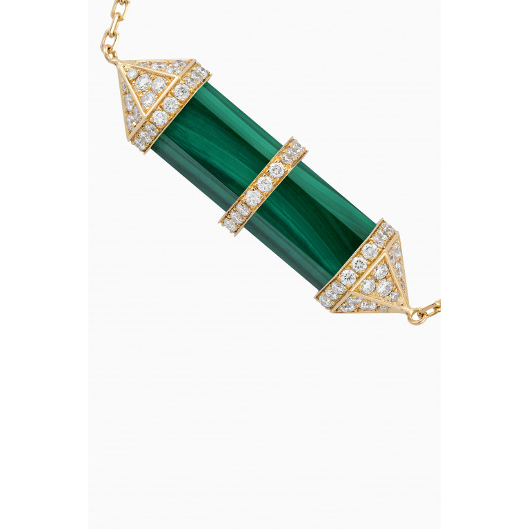 Yataghan Jewellery - Chakra Medium Malachite & Diamond Necklace in 18kt Gold