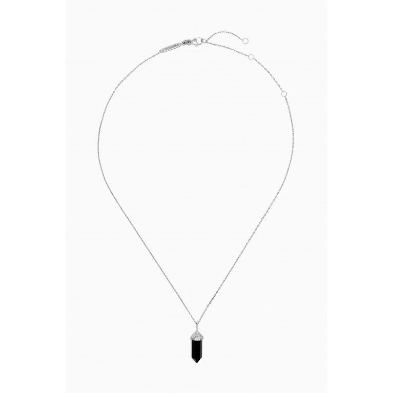 Yataghan Jewellery - Chakra Small Black Onyx & Diamond Necklace in 18kt White Gold