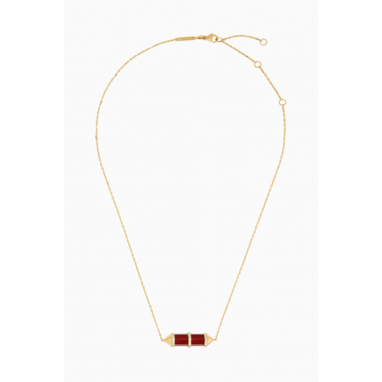 Yataghan Jewellery - Chakra Medium Red Carnelian & Diamond Necklace in 18kt Gold
