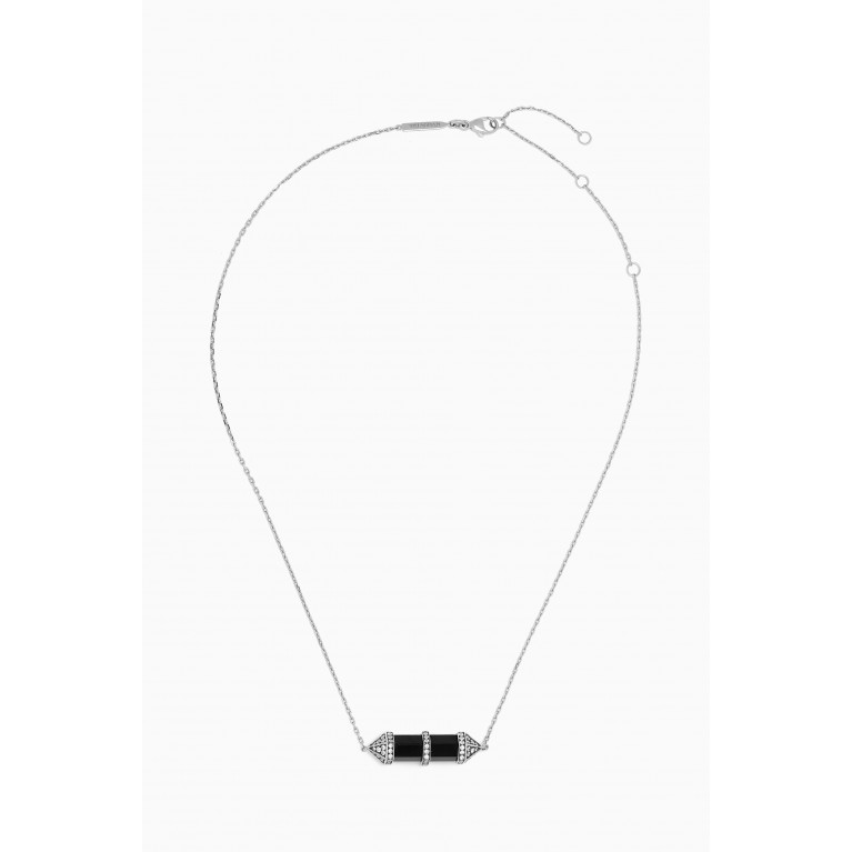 Yataghan Jewellery - Chakra Medium Black Onyx & Diamond Necklace in 18kt White Gold