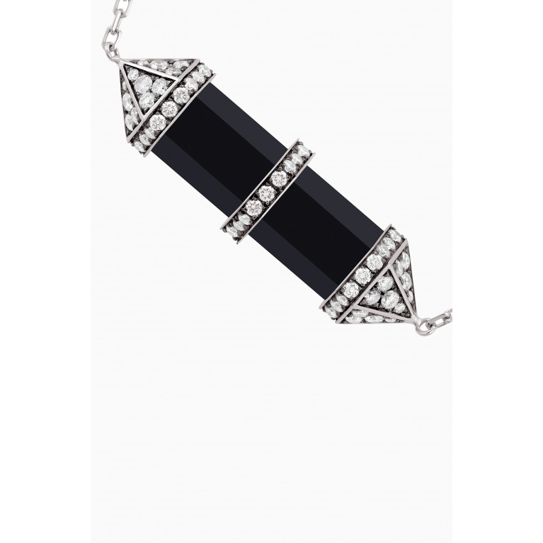 Yataghan Jewellery - Chakra Medium Black Onyx & Diamond Necklace in 18kt White Gold