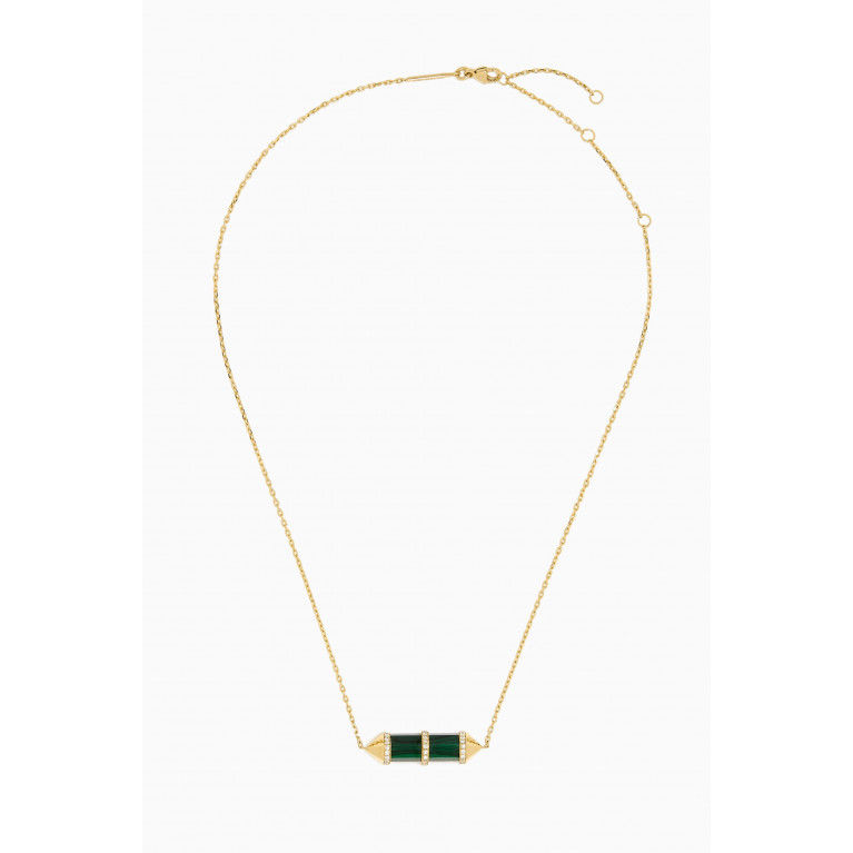 Yataghan Jewellery - Chakra Medium Malachite & Diamond Necklace in 18kt Gold