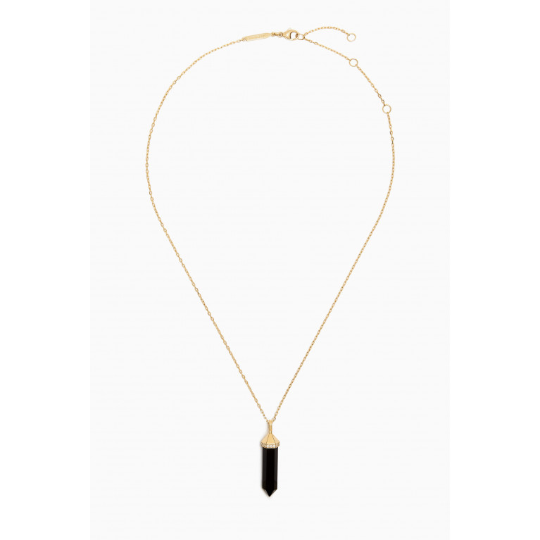 Yataghan Jewellery - Chakra Medium Black Onyx & Diamond Necklace in 18kt Gold