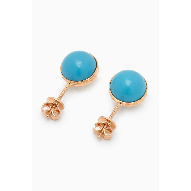 Damas - Kiku Glow Sphere Pearl & Turquoise Stud Earrings in 18kt Gold
