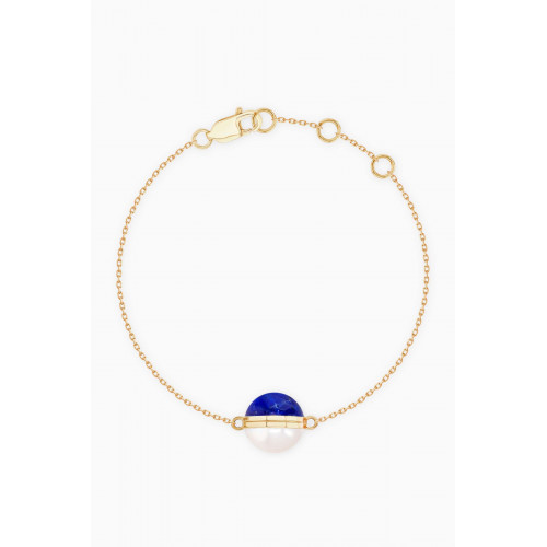 Damas - Kiku Glow Sphere Pearl & Lapis Lazuli Bracelet in 18kt Gold
